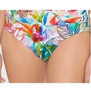 Ralph Lauren Print Hipster Floral Fold Over Watercolor Swim Bottoms 14 NWT